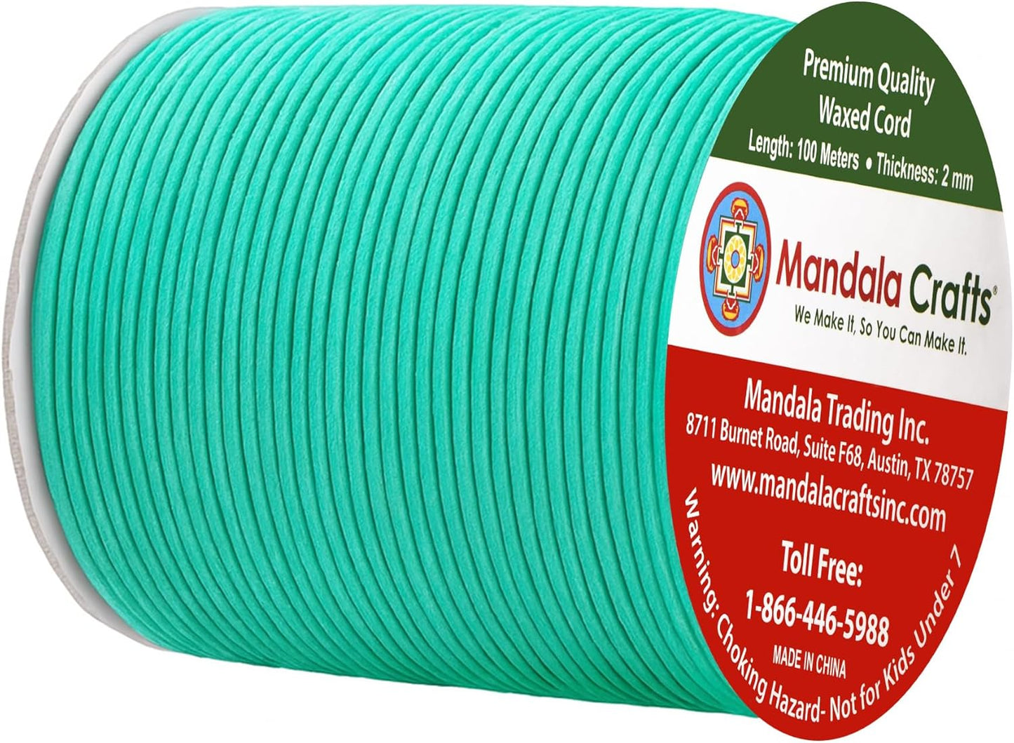 Mandala Crafts 2mm 109 Yards Seafoam Green Cotton Waxed Cord for Jewelry Making Bracelet Cord Waxed String - Beading String Thread Jewelry Cords for Necklaces String
