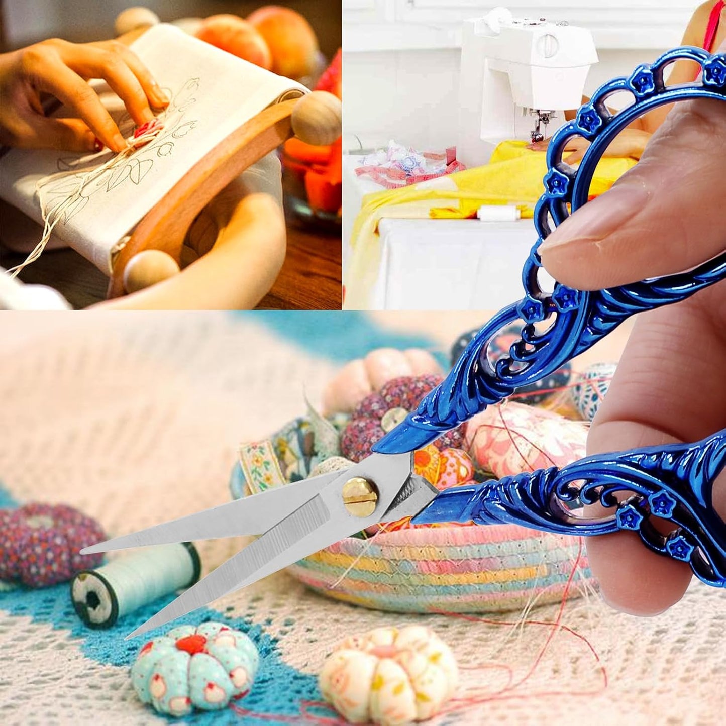 BIHRTC 4.5Inch Cross Stitch Sewing Scissors Small Sharp Scissor with Artificial Leather Cover Stainless Steel Shears for Needlework Artwork Craft Embroidery Sewing DIY Tool