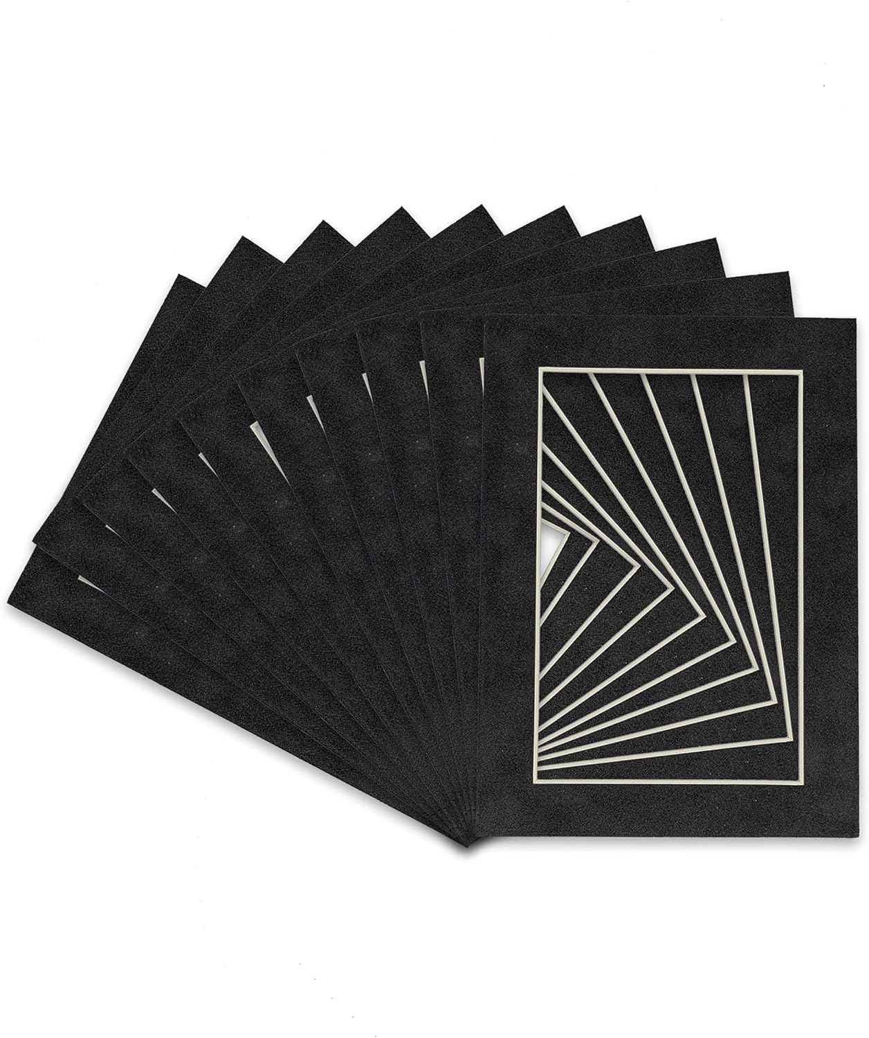 Pack of 25 Acid Free 8x10 Mats Bevel Cut for 6x8 Photos - Dark Grey Suede Precut Matboards With Backing Boards and Clear Photo Mat Bags For Pictures, Photos, Framing - 4-ply Thickness