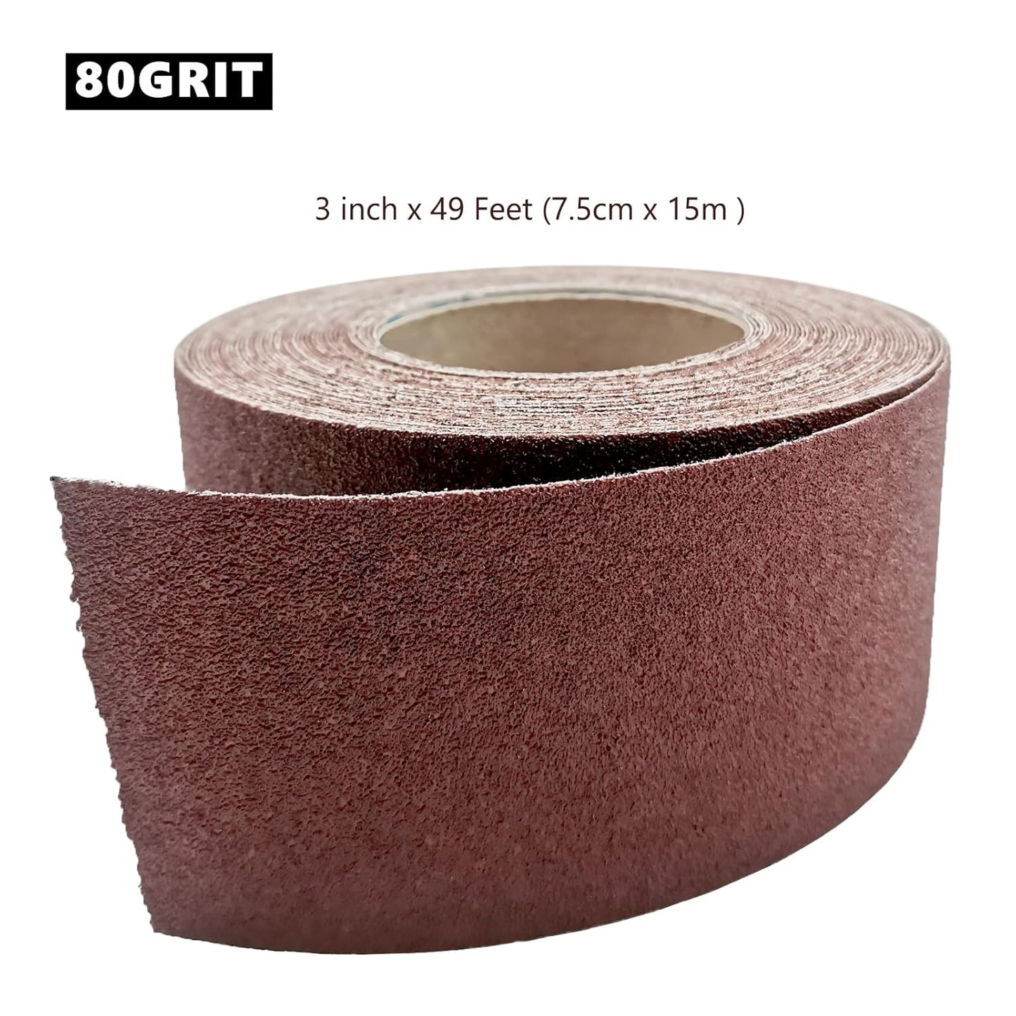 80 Grit Sandpaper Roll, 3 Inch x 49 Feet Emery Cloth Roll Aluminum Oxide Abrasive Paper Roll Continuous Sandpaper for Metalworking, Woodworker, Furniture Repair, Sanding Automotive Plumbing