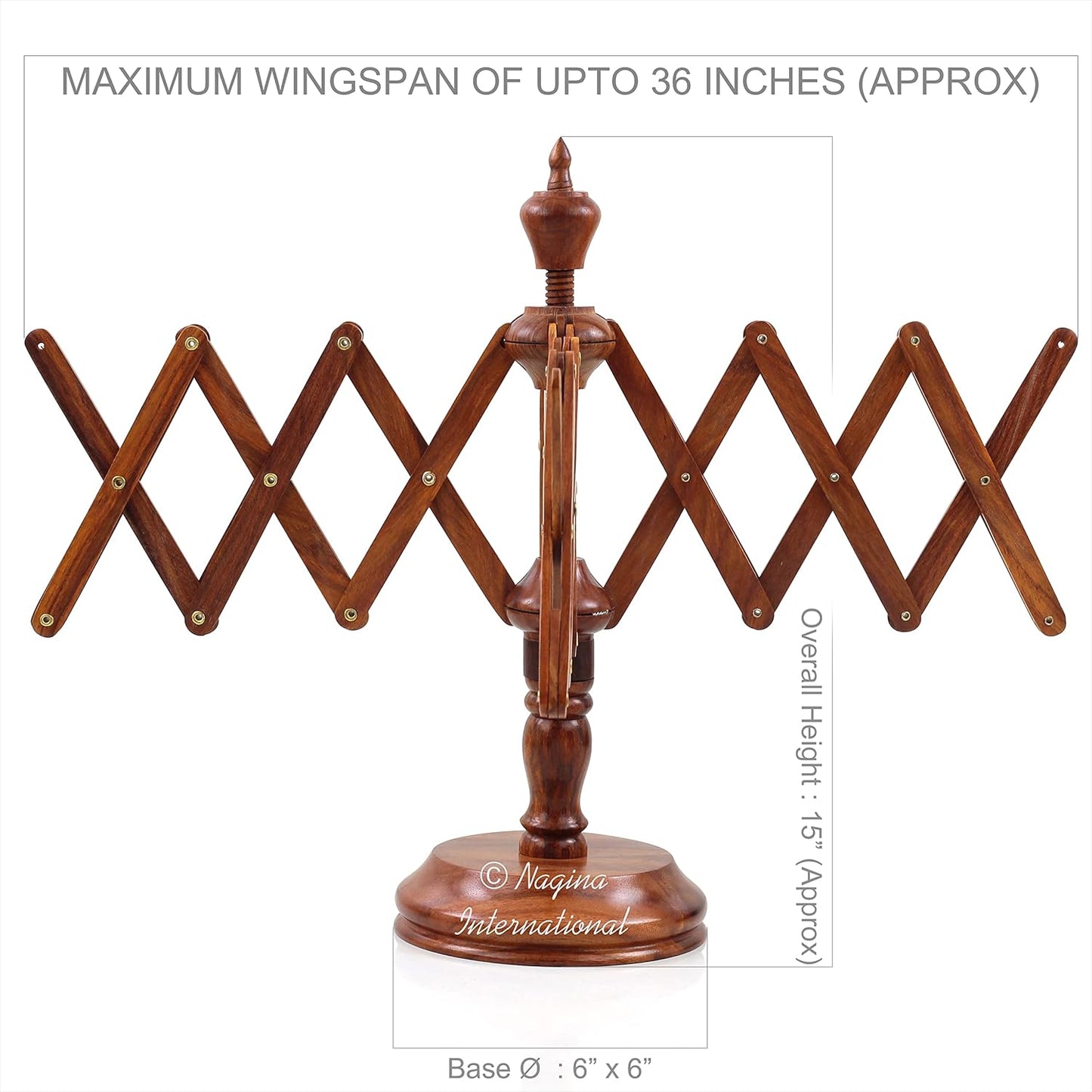 Nagina International Wooden Handcrafted Heavy Duty Wooden Yarn Ball Winder - Premium Crafted Knitting Crocheting Accessories & Combo Set - Table Top Yarn Swift (Rosewood)