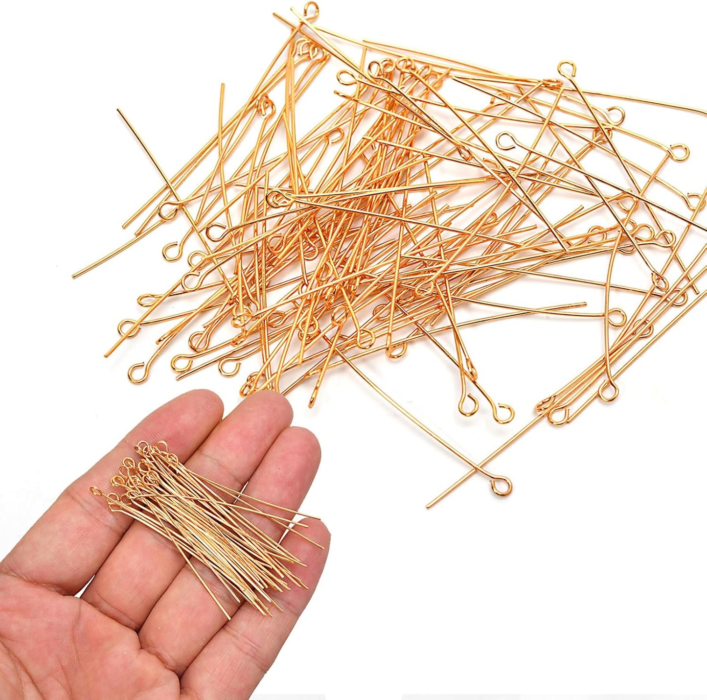 260pcs 18K Gold Filled Eye Pins Non Tarnish Craft Earring Bracelet Jewelry Making Accessories Supplies (20mm (0.78in, Gold-Eye Pin)