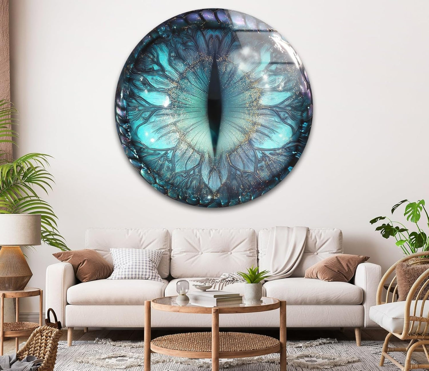 My Photostation.com 24''(60cm) Diameter Mystical Dragon Eye Round Glass Wall Art Tempered Glass Printing Wall Decor Large Wall Art Wall Hangings