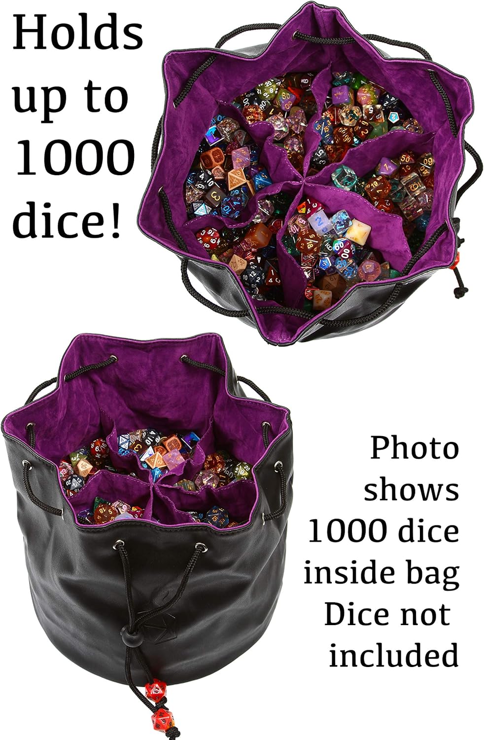 Forged Dice Co. Pouch of The Endless Hoard Dice Bag - Holds Over 1,000 Polyhedral Dice - Dice Storage Bag with 7 Pockets - Perfect for Bulk Dice - Brown/Green