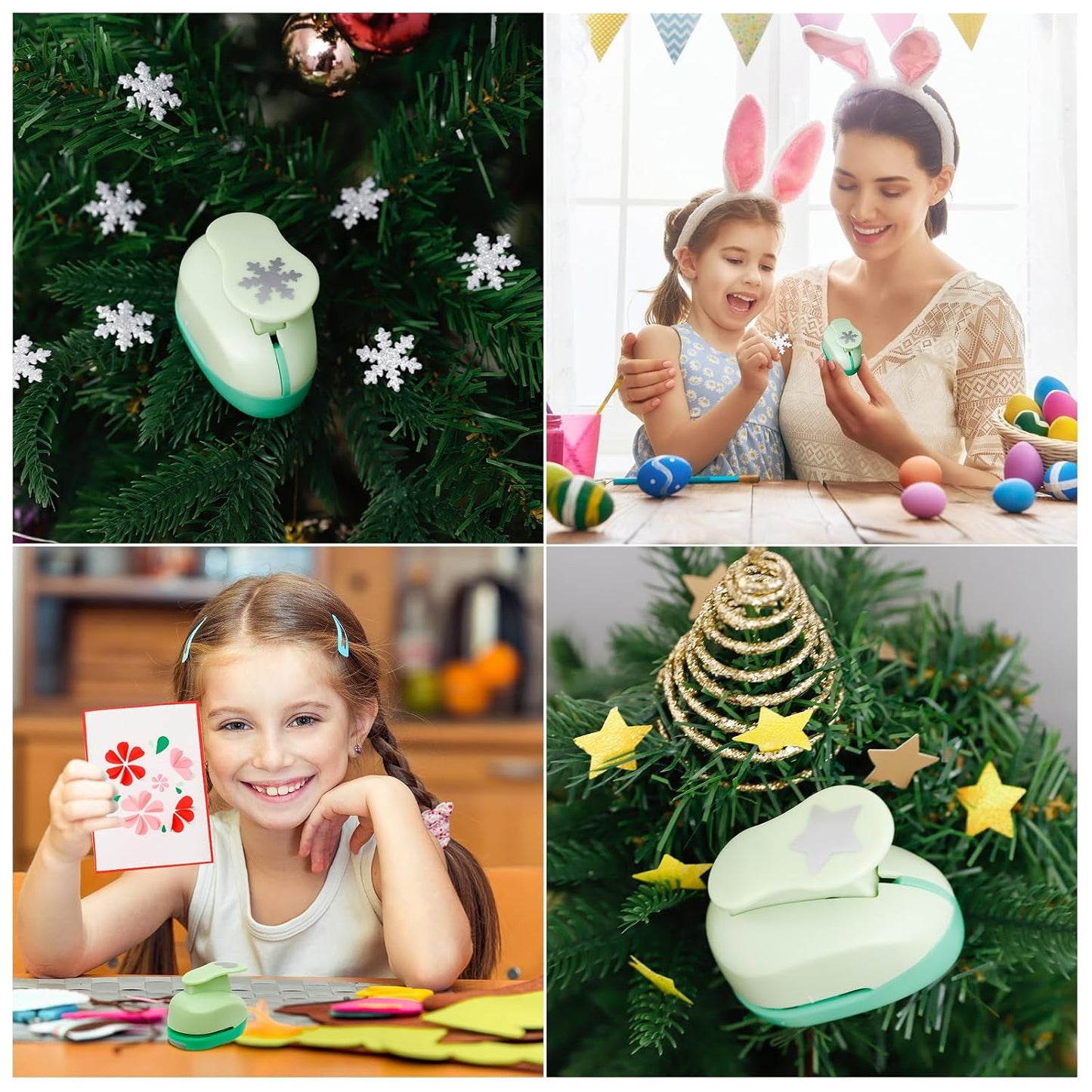 UCEC Paper Punches for Crafting, Hole Punch for Kids, 1 Inch Craft Hole Punch Shapes, 6PCS Star Heart Flower Punch Kids Hole Puncher Shape Cutters for Crafts for School Crafting & DIY Projects