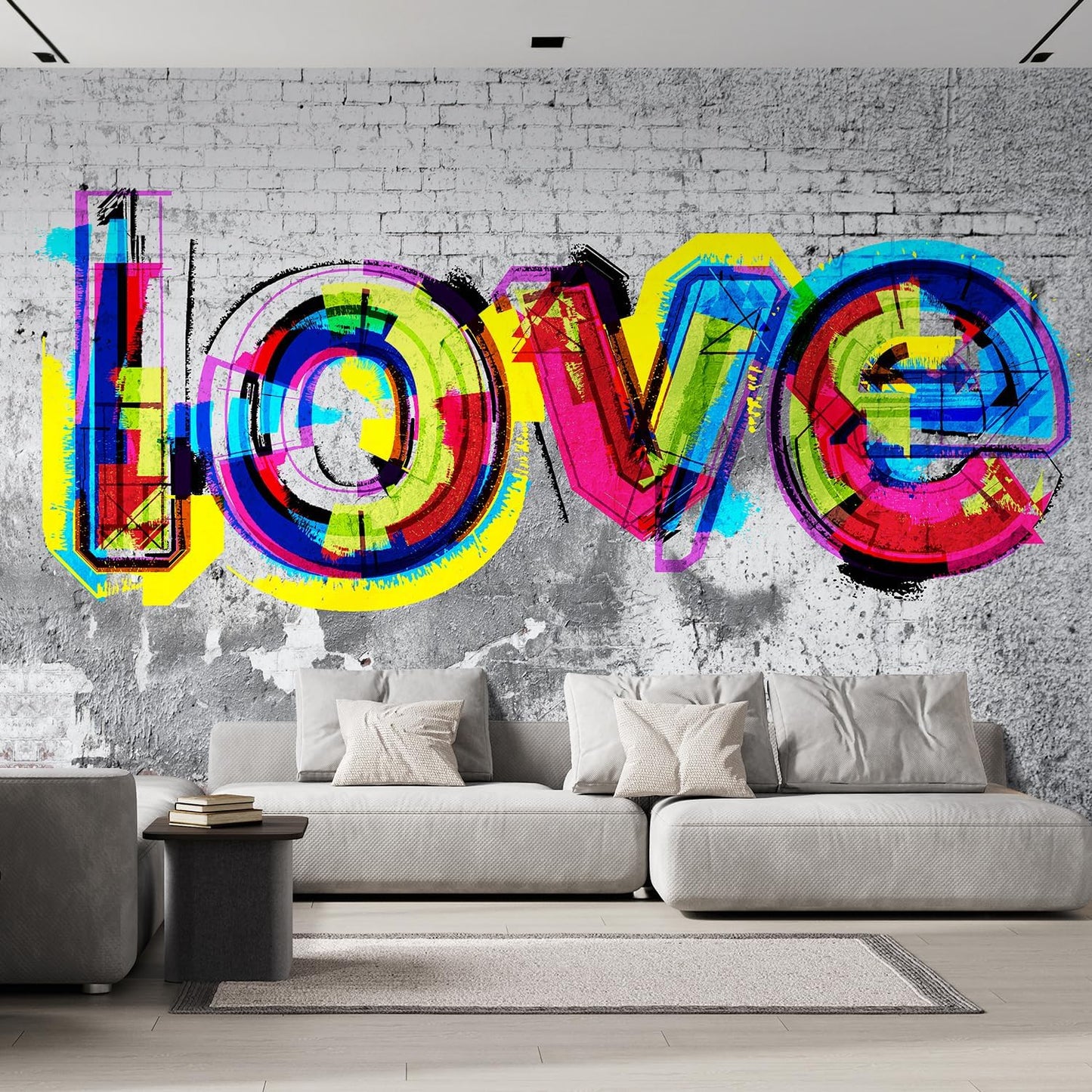 wall26 Wall Sticker/Wall Mural Colorful Graffiti, Not Peel and Stick, Non-Woven Wallpaper Decorative for Bedroom, Living Room, Office - 99x96 inches