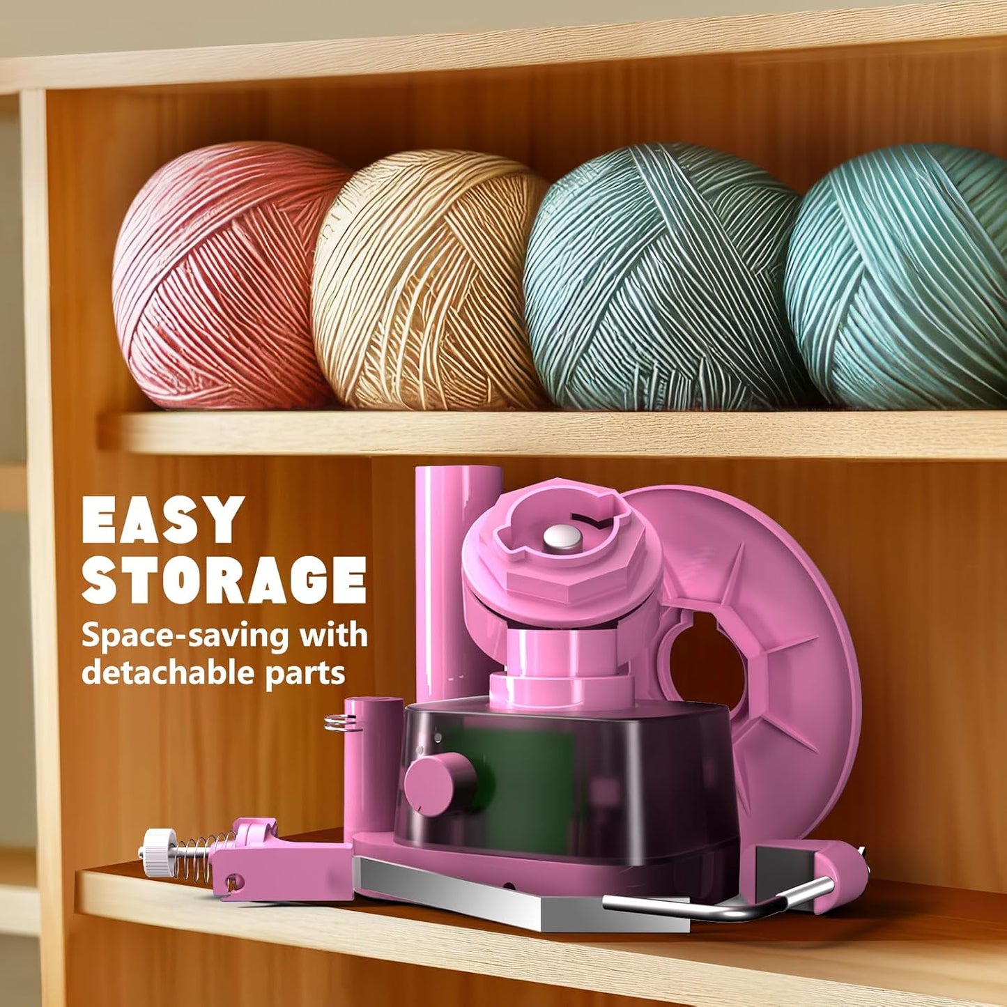 Yarn Winder, Electric Yarn Ball Winder for Crocheting, Efficiently Cake with Strong Tension Adjustable Speed Up to 13 oz, Automatic Spinner Wool for Knitting Enthusiast (Pink)