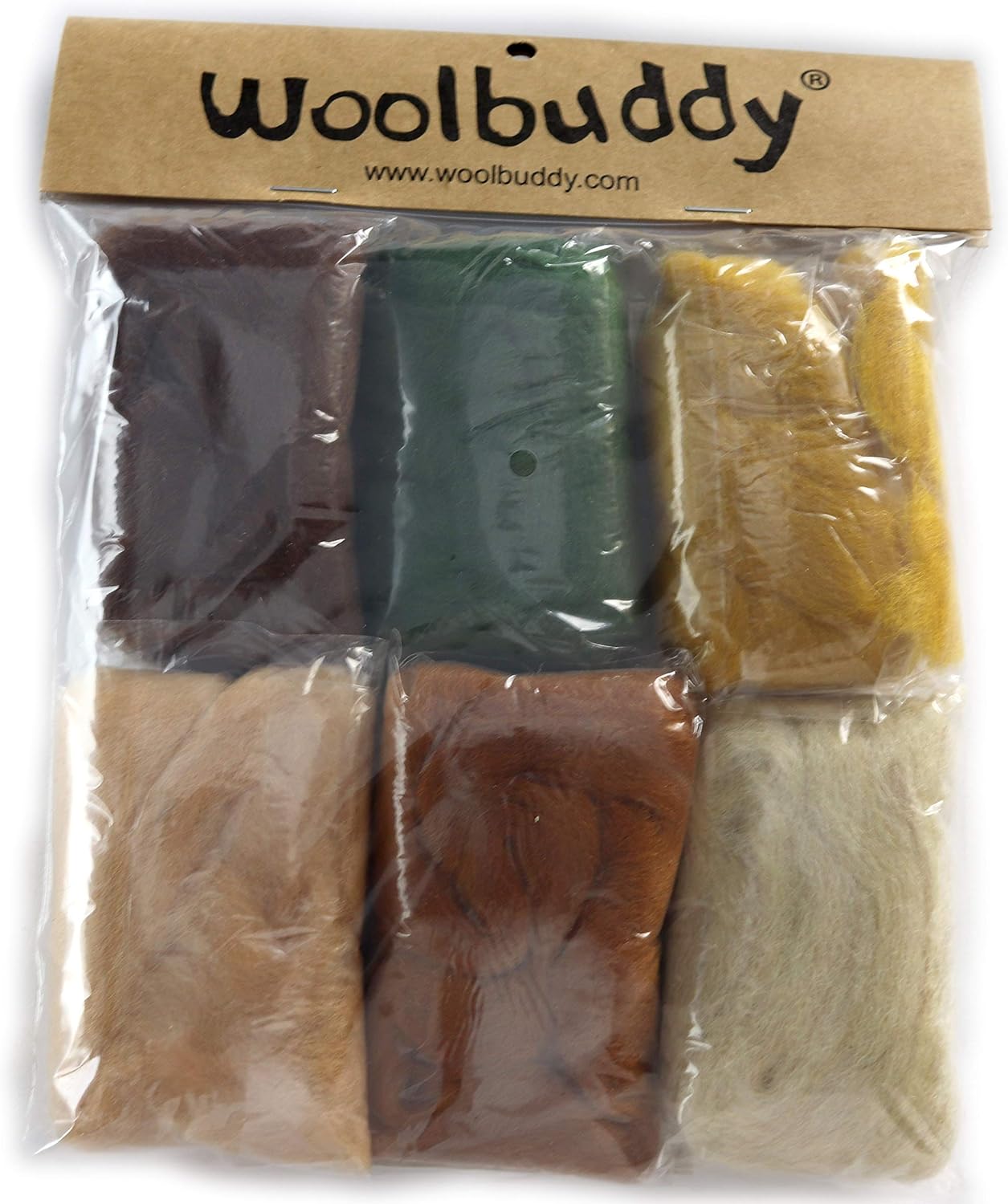 Woolbuddy Needle Felting Wool, Natural Handmade Wool Roving, 6 Vibrant Colors with Instructions (Wool Bag Fall)