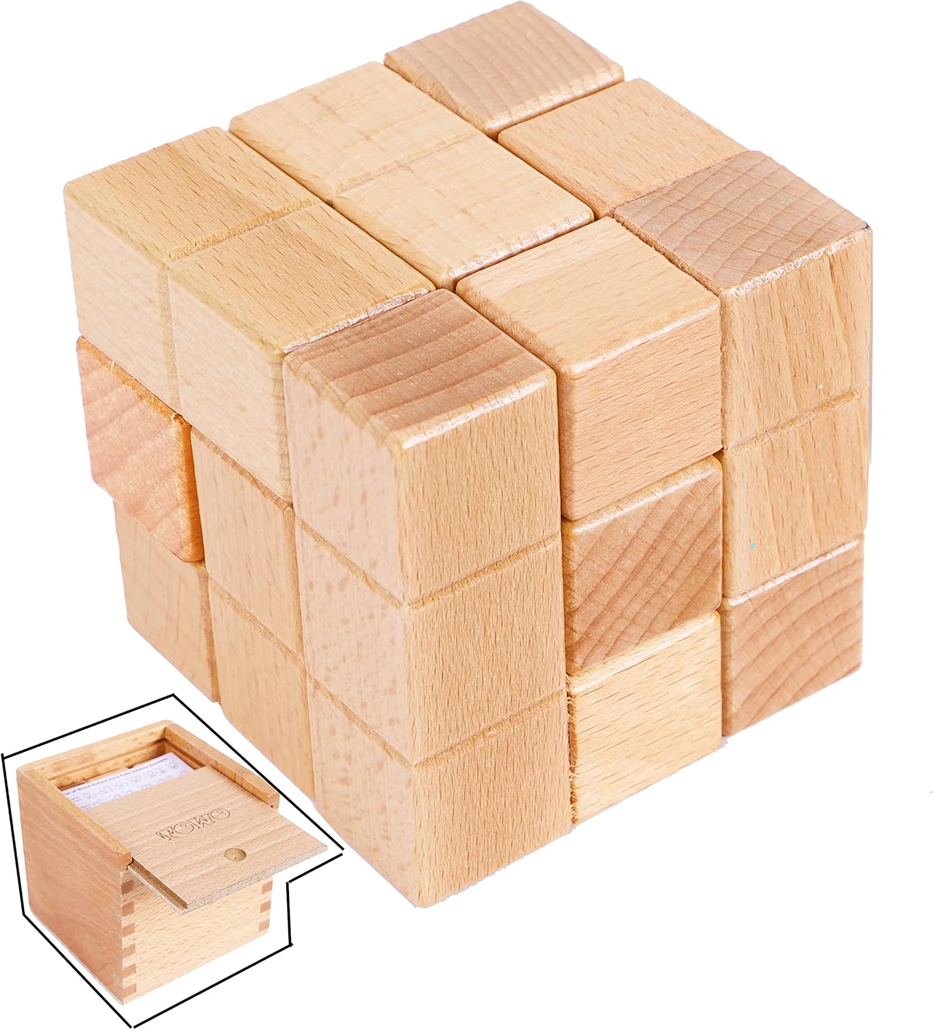 TOWO Large Wooden Soma Cube Puzzle - Brain Teaser Puzzle IQ Logic Math Puzzle for Kids and Adults - Mens Gift Sets-Gift Sets for Him-Gifts for Men Who Have Everything- Stocking Fillers Stuffers
