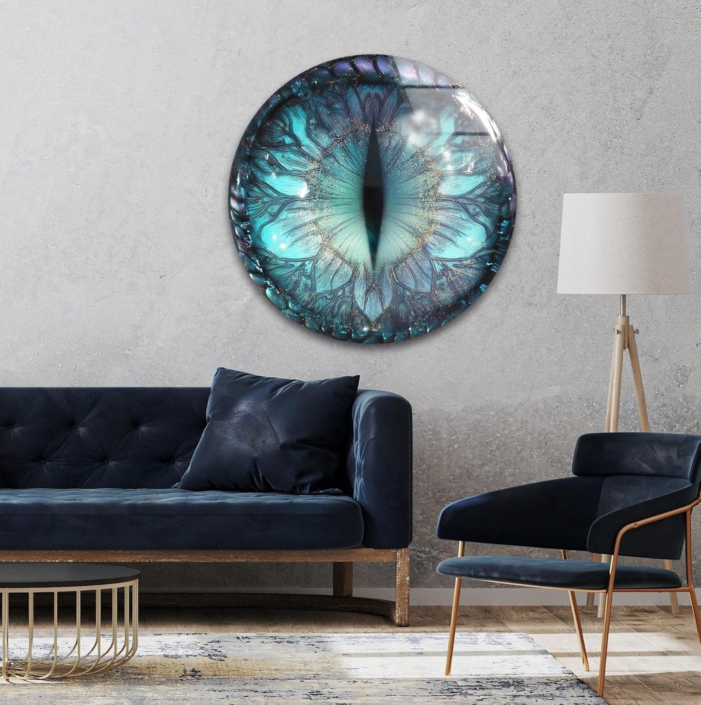 My Photostation.com 31.5''(80cm) Diameter Mystical Dragon Eye Round Glass Wall Art Tempered Glass Printing Wall Decor Large Wall Art Wall Hangings