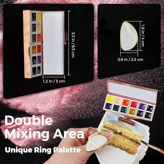 Funto Travel Watercolor Set, Fashion 12-Color Outdoor Paint Kit, with Crossbody Bag, Art Craft, Paint Supplies, Stocking Stuffers for Teen Girls, Portable Gift for Art