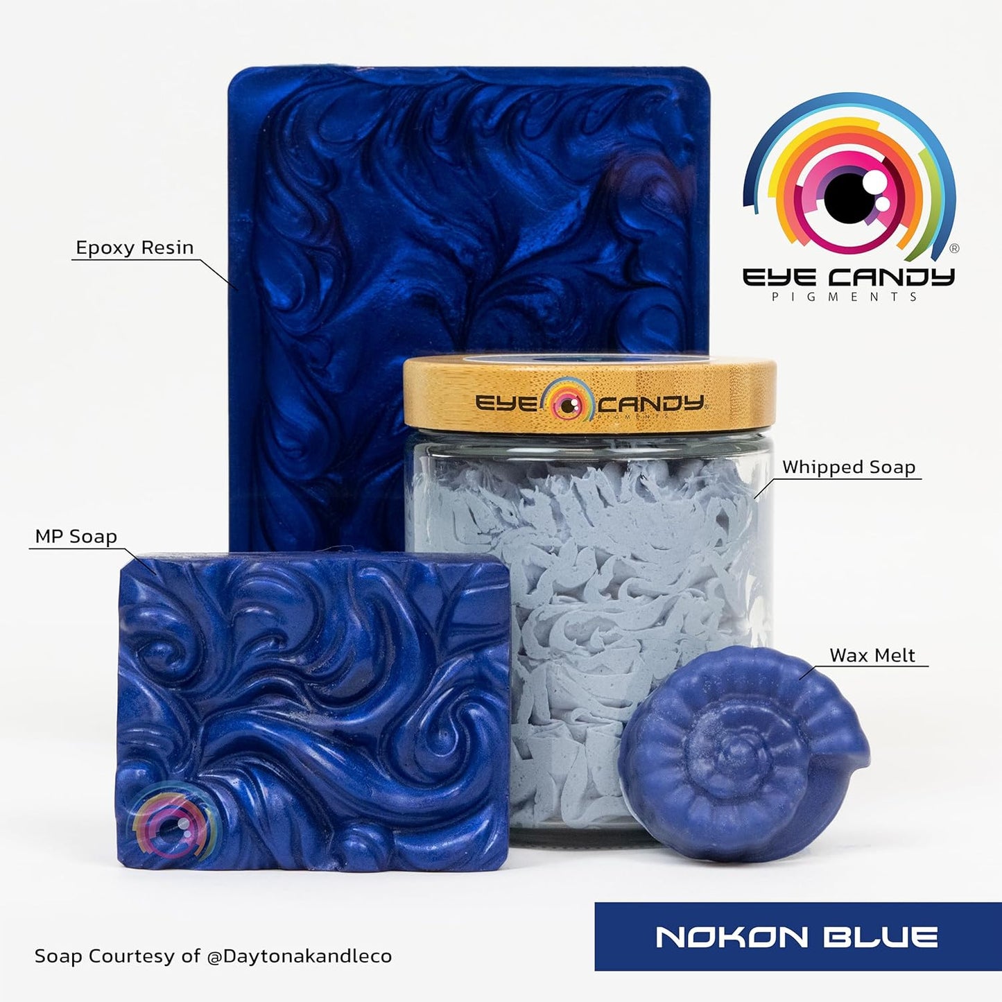Eye Candy Pigments Premium Blue Mica Powder - Nokon Blue (50gr) - for Epoxy, Resin, Soap, Paint, Woodworking, Acrylic Pouring, Bath Bombs, Fishing Lures - DIY Arts and Crafts Additive