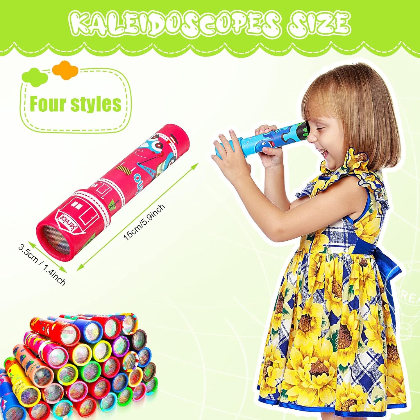 CHENGU Classic Kaleidoscope Return Gifts for Kids Birthday, Educational Toy for Classroom School Return Gifts, Party Favor, Gift Bag Filler, Carnival Prize and Stocking Fillers(Double Style)