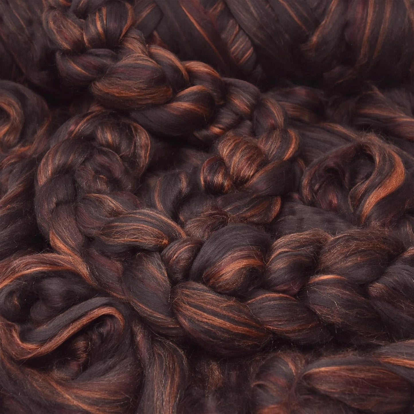 Merino Silk Luxe Tonal Designer Blend. Superfine Merino, Mulberry Silk, Tussah Silk. Top Roving for Spinning or Felting. Chestnut Velvet 1oz