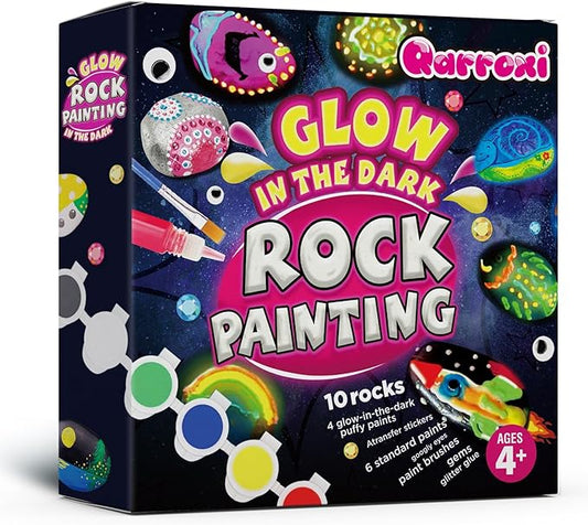 Beeswill Rock Painting Kit for Kids - Glow in The Dark Rock Kit, Arts and Crafts for Kids Ages 4-12, Easter and Christmas Gifts for Girls Art Toys Craft Kits
