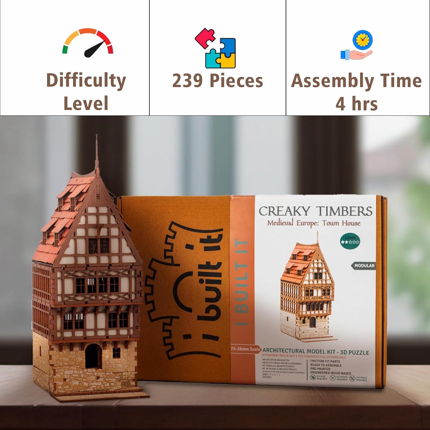 Creaky Timbers P - 3D Wooden Puzzle - 28mm Scale Model Building Kit for Adults, Educational Toy, Creative Gift, DIY Family Activity, Tabletop Miniature Terrain Kit, Architecture
