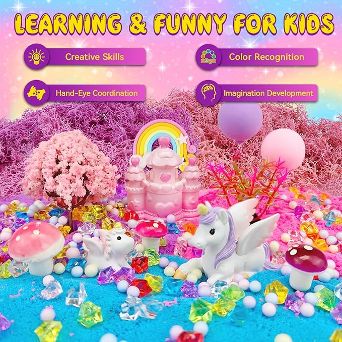 7july Unicorn Terrarium Crafts Kit for Kids-LED Night Light Up & Remote Unicorn Birthday Gifts Toys for Girls Ages5 6 7 8 9 10 Year Old-Christmas Gifts for Girls