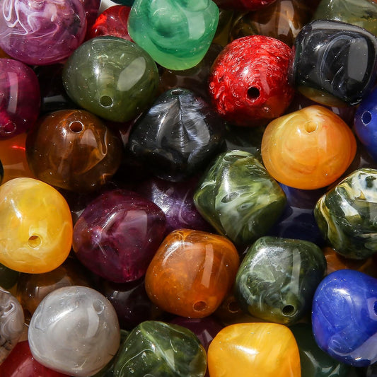 80pcs Acrylic Beads Large Imitation Marble Bead Vintage Colors Beads for Jewelry Making Bracelet Necklace Craft Making Supplies(18 * 19deep Color)