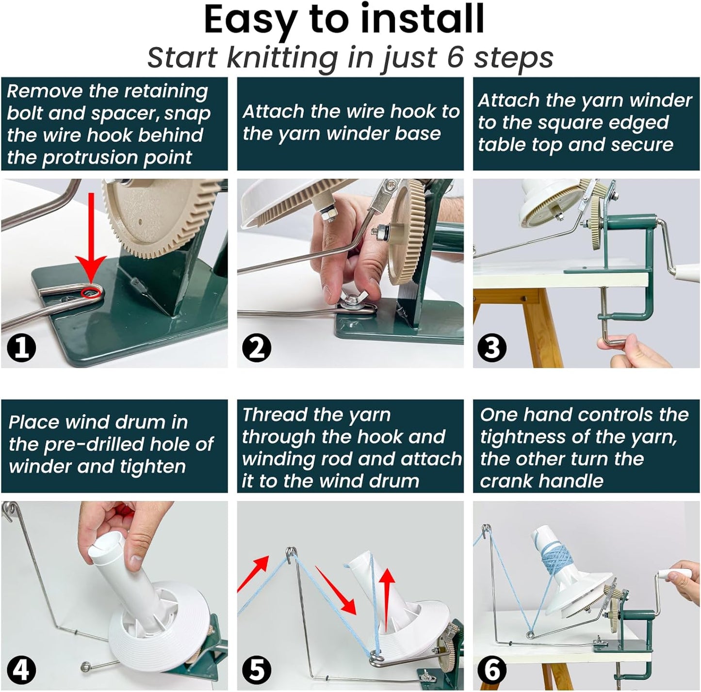 Yarn Winder, Yarn Ball Winder, Large 15 oz and Easy-to-Install Yarn Cake Winder Efficiently Make Yarn Cake, Sturdy Metal and ABS Yarn Winder for Crocheting,The Helper for Knitting Enthusiast
