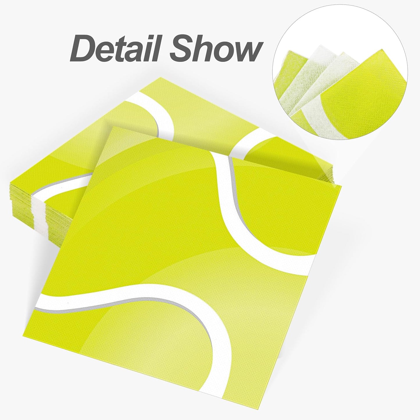 Aodaer 48 Pieces Tennis Paper Napkins Disposable Tennis Party Napkins Tennis Ball Sports Napkins Tennis Cocktail Dinner Napkin Set 13" x 13" Unfolded Tennis Tableware Napkins for Sports Party Supplies