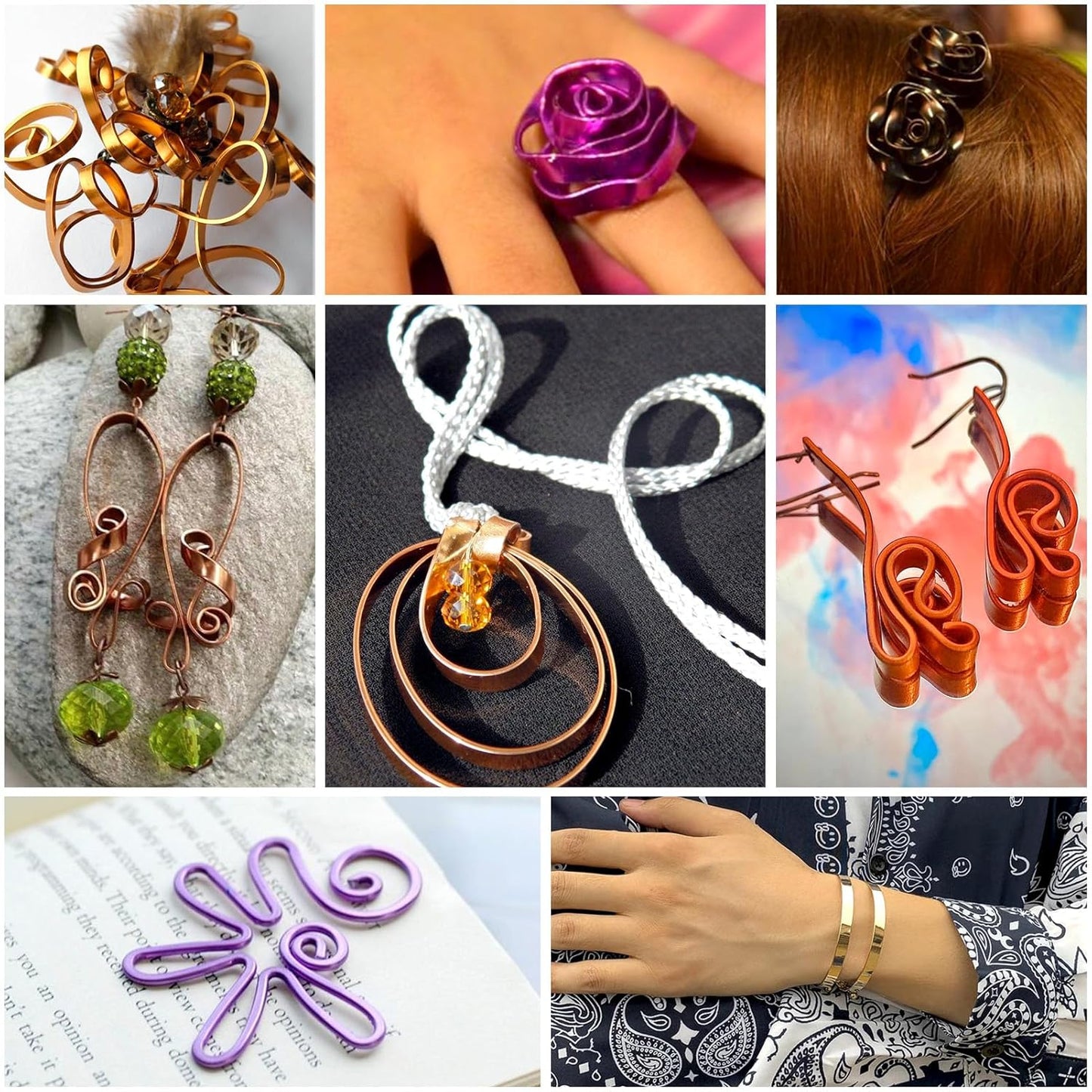 Fashewelry 32.8Ft 5mm Aluminum Flat Wire Gold Bendable Metal Craft Wire Strip for Bezel Sculpting Armature Jewelry Making Gem Metal Wrap