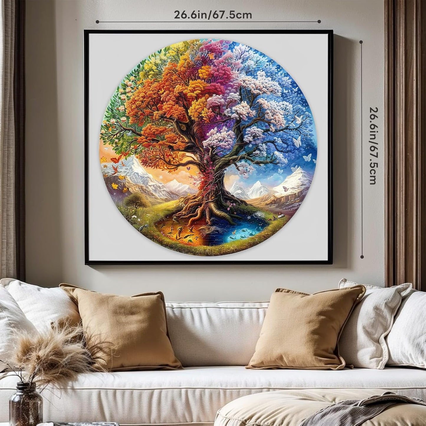 masseruon Round Puzzles for Adults 1000 Pieces-Tree of Life Puzzle-26.6x26.6in Jigsaw Puzzles with HD Matte Finish-Hard Impossible Difficult for Adult-Challenging Gift for Puzzle Lovers