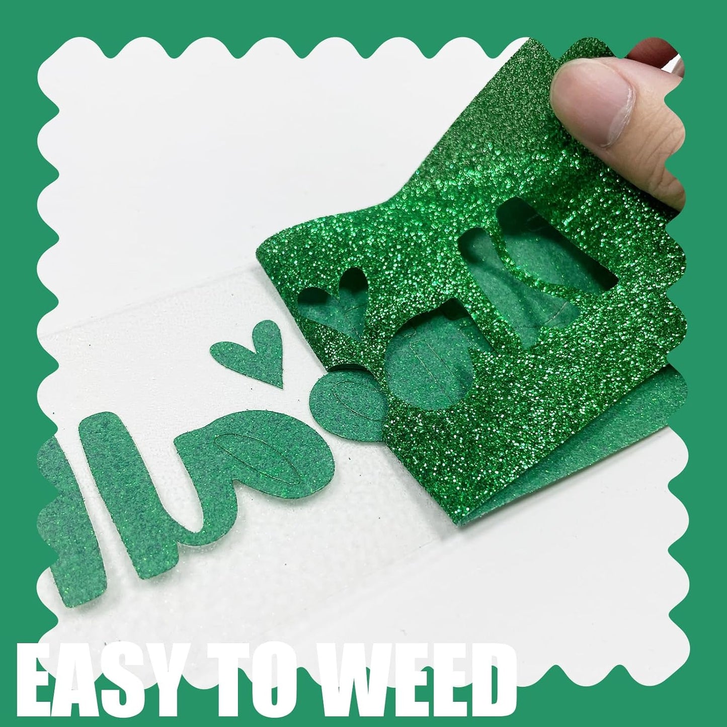 Christmas Green Glitter HTV Heat Transfer Vinyl, 12" x 5ft lron on Vinyl, for T-Shirt Ironing, Vinyl HTV Easy to Cut and Weed, The Best Choice for DIY Creativity. (Greener, 12" x5ft)