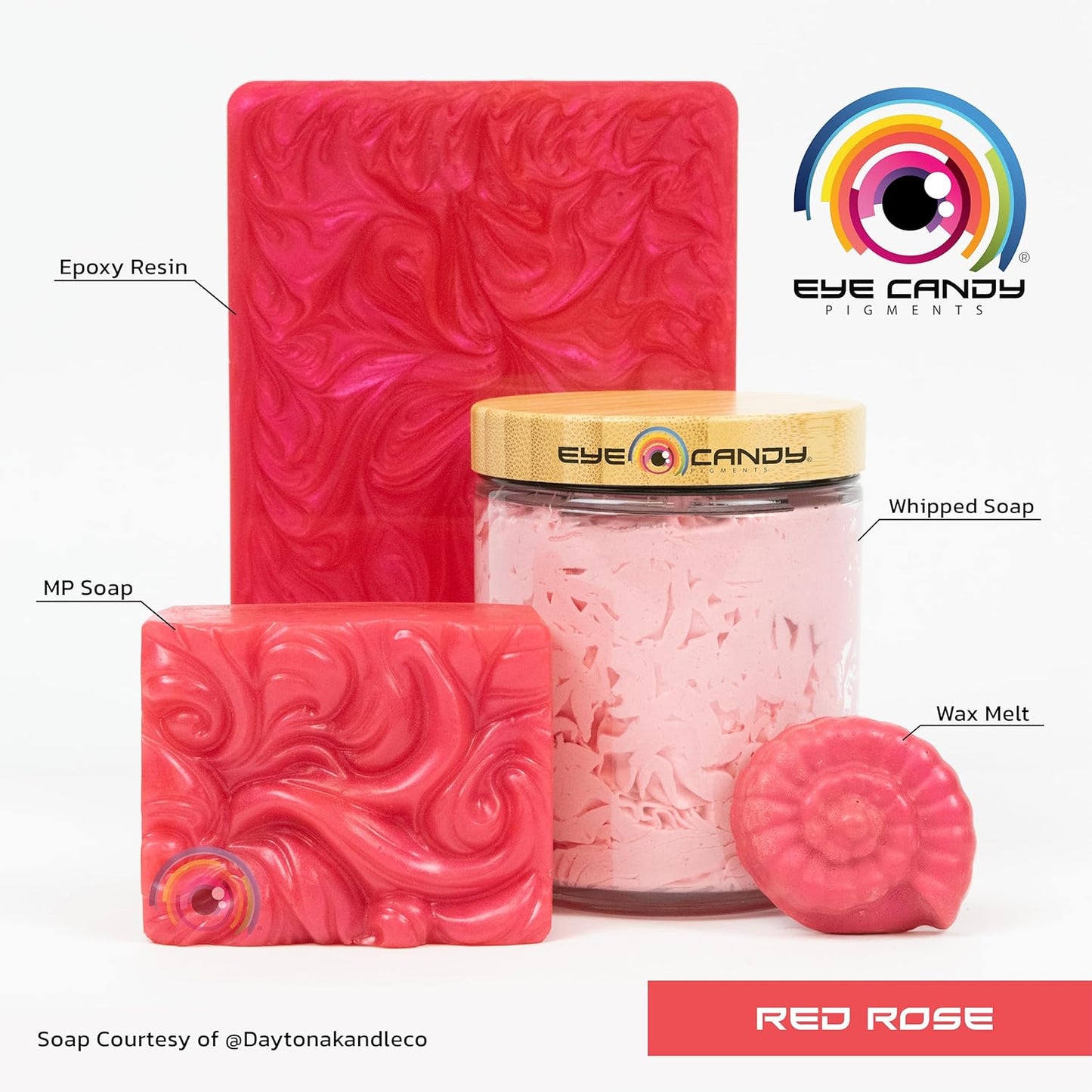 Eye Candy Pigments Premium Red Mica Powder - Red Rose (50gr) - for Epoxy, Resin, Soap, Paint, Woodworking, Acrylic Pouring, Bath Bombs, Fishing Lures - DIY Arts and Crafts Additive