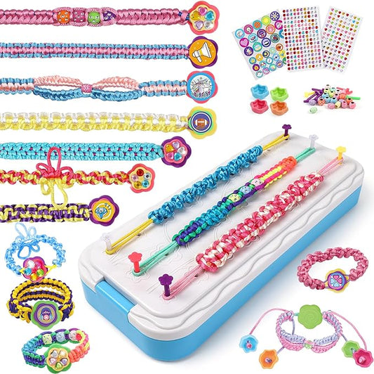 DDAI Friendship Bracelet Making Kits Crafts - Arts & Crafts for Kids Ages 8–12 - Birthday Gifts for 7 9 10 11 12 Years Old Girls Toys, String Bracelet Maker Loom Box for Kids, DIY Gem Stickers