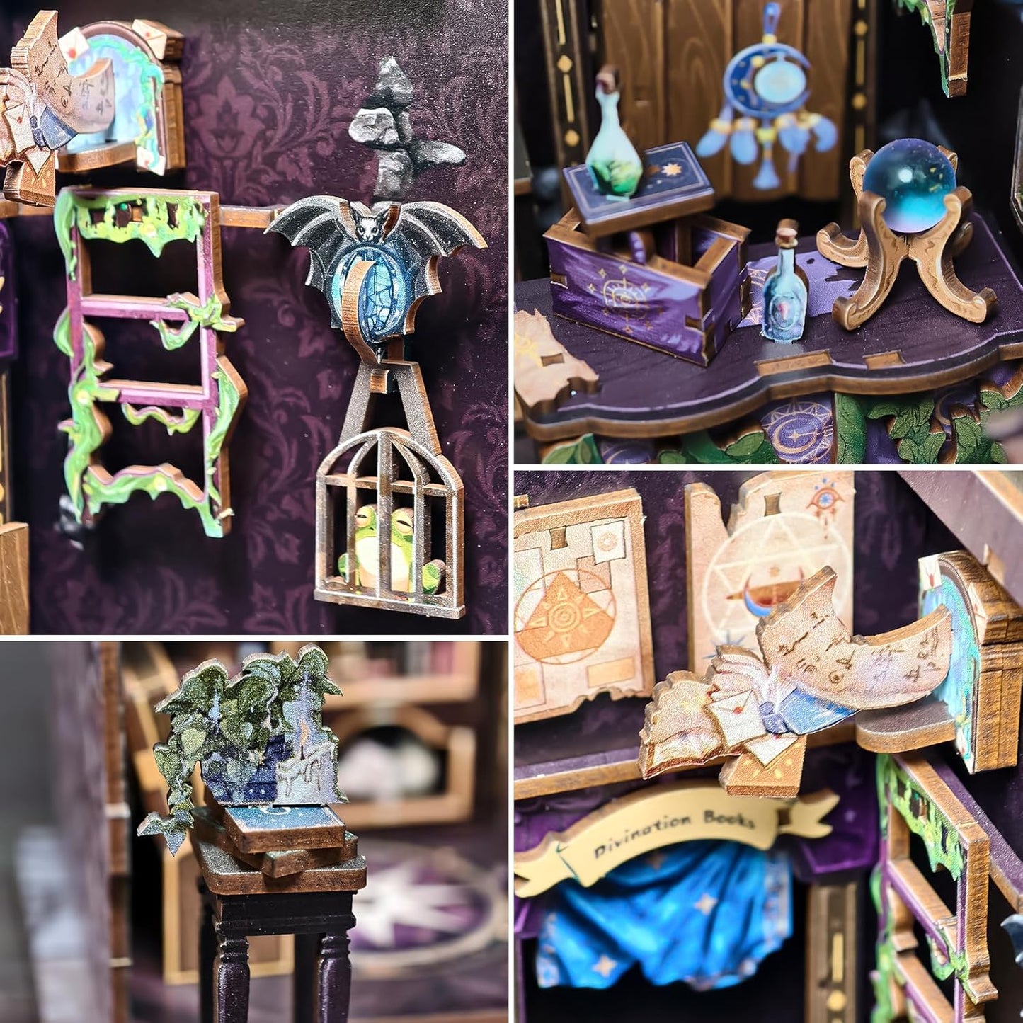 Fsolis Book Nook Kit, DIY Scene Miniature House Kit for Adults and Beginners Tiny House Mini Scale Model Booknook Craft Bookshelf Puzzle Nook Decor Gifts for Women Teenagers (The Astrology Bookshop)