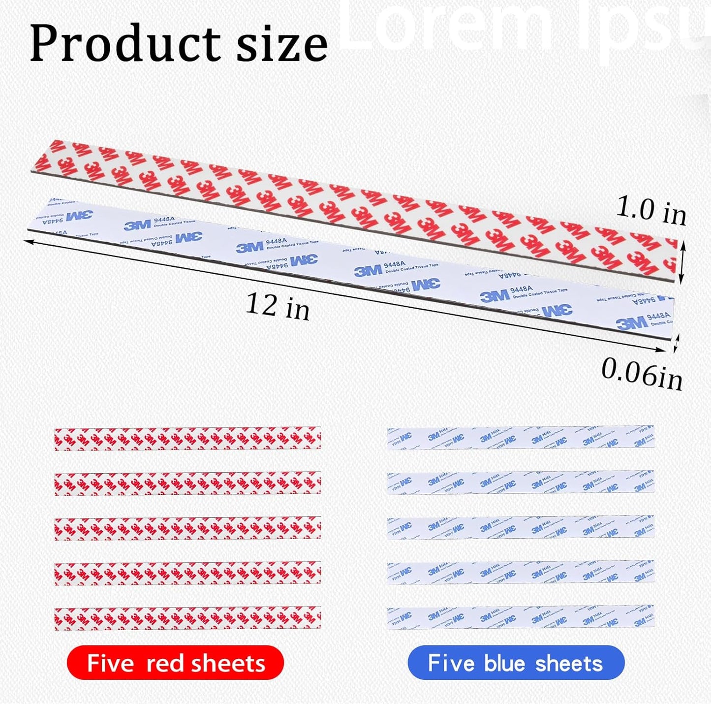 10 Pack Magnetic Tape with 3M Adhesive Backing, 12"L x 1"W Flexible Magnet Strips for DIY Crafting