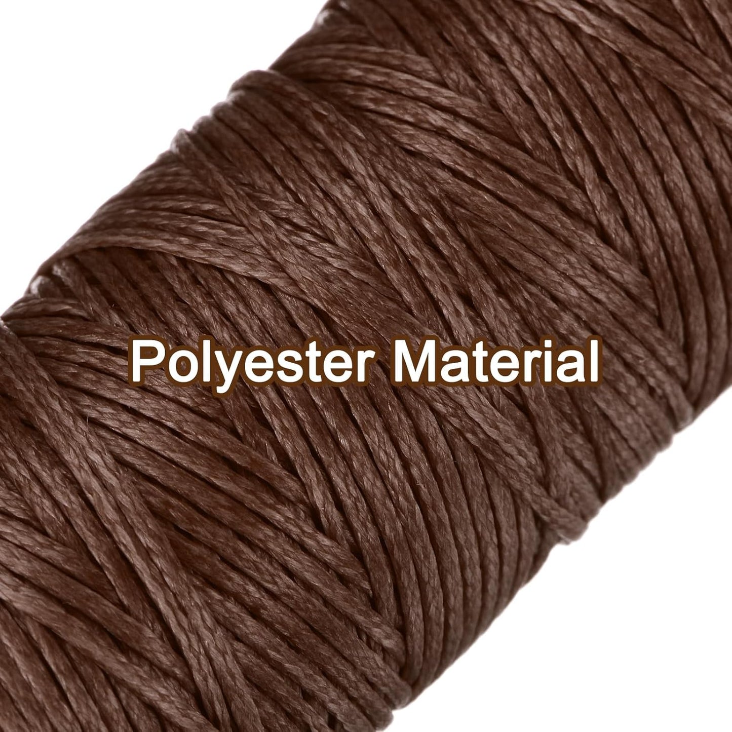 uxcell Leather Sewing Waxed Thread, 55 Yards / 50m 0.8mm 150D Flat Polyester All-Purpose Threads for Leather Crafts, Bookbinding, Dark Brown