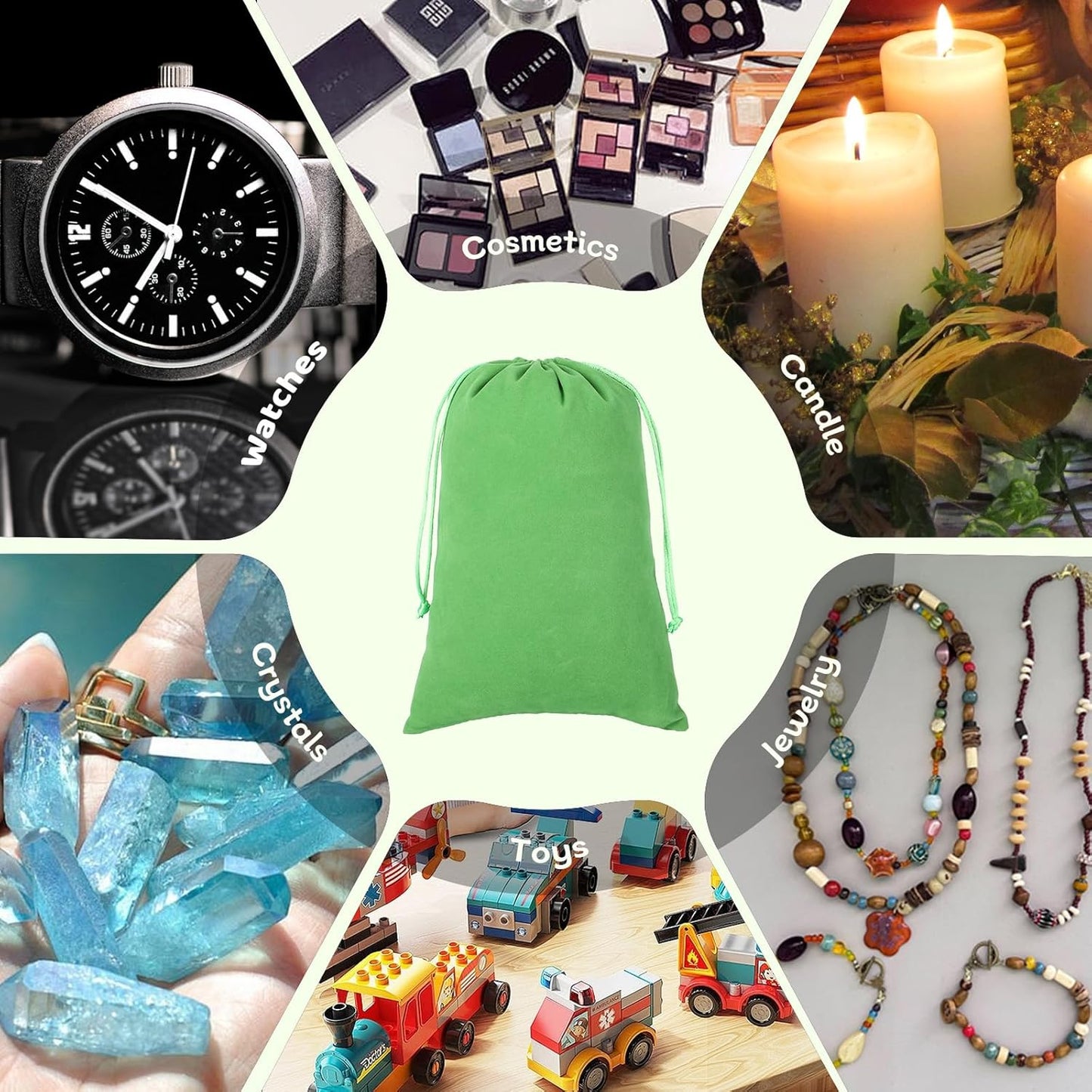 Velvet Drawstring Jewelry Bag, 50Pcs Green Dice Bag, 7x10, Or Wrapping Halloween Party Favors, Small Bussiness, Toys, Board Game