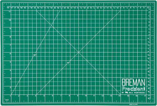 Breman Precision 12x18 Inch Self Healing Cutting Mat - 2-Sided 5-Ply PVC Green/Black Cutting Mats for Crafts, Sewing, Quilting and DIY Projects - Durable and Non-Slip Design with Precise Grid Lines