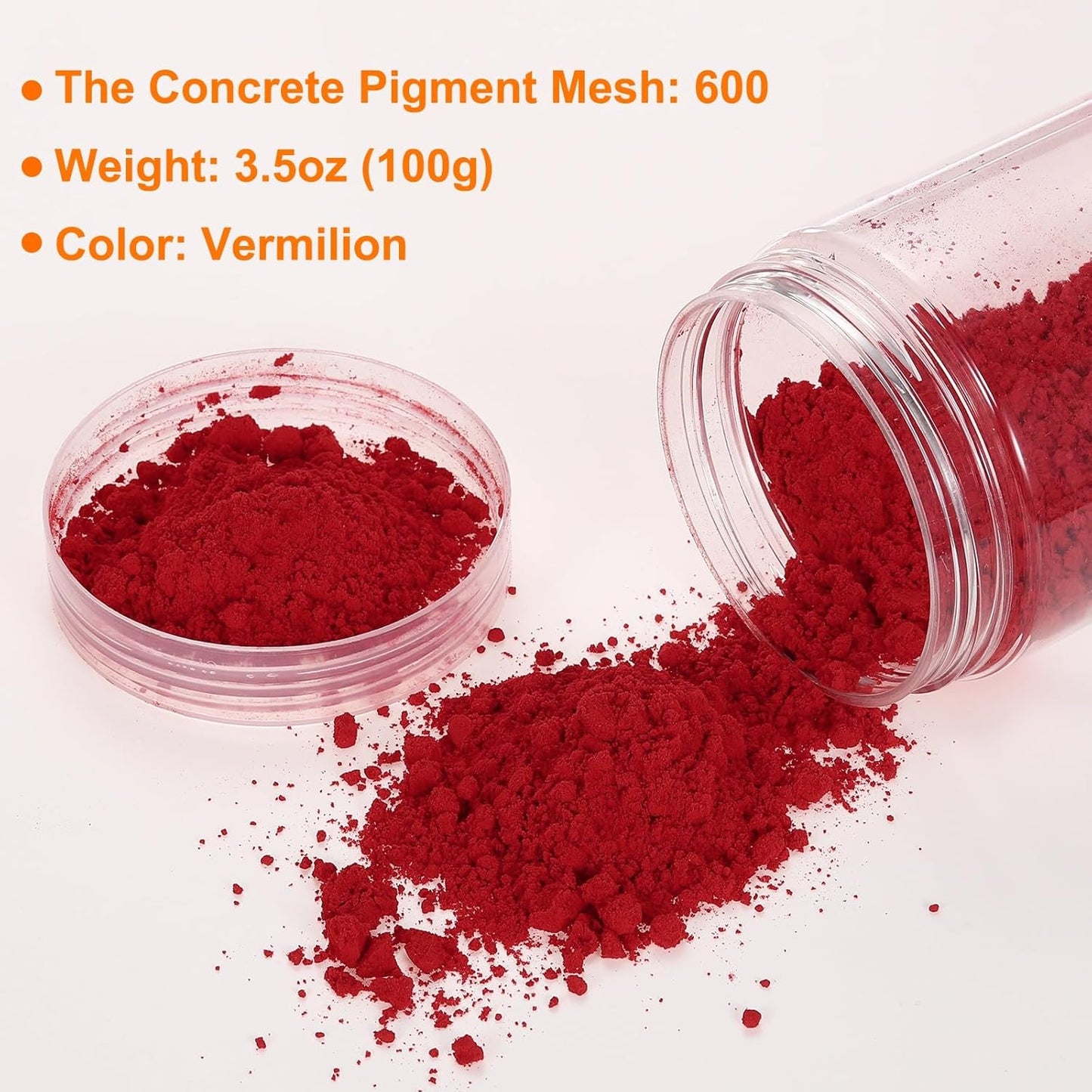 HARFINGTON Iron Oxide Powder Concrete Pigment 600 Mesh 3.5oz (100g) Iron Oxide Grout Pigment for Pastel Tile Paint Concrete Cement, Vermilion
