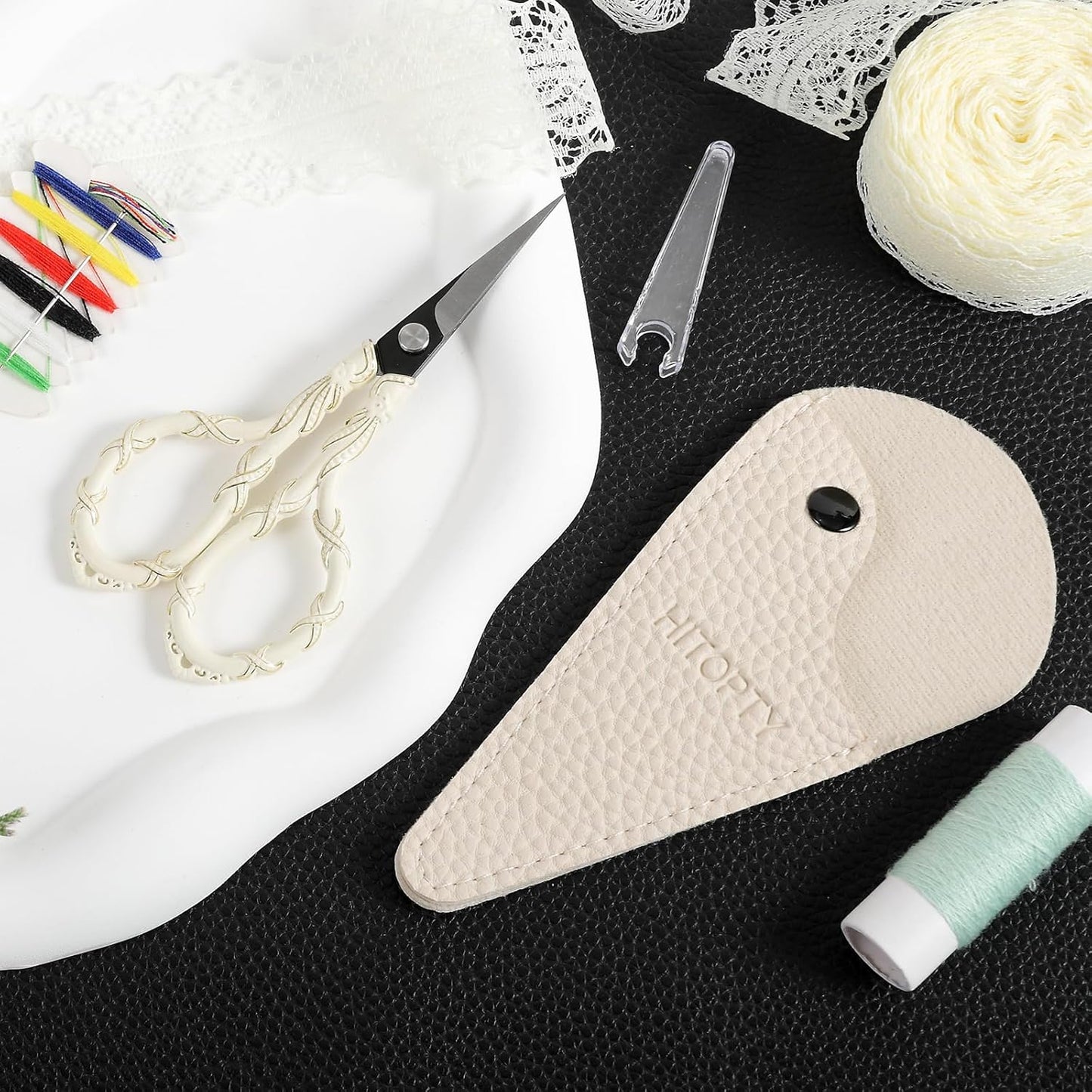 Vintage Small Embroidery Scissors with Cover Detail Shears Mini Scissor for Needlework Threading Sewing Craft DIY Tools Home Travel Use