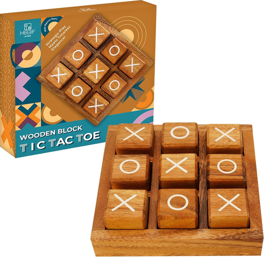 BSIRI Wooden XO Blocks (L) Tic Tac Toe Board Games - Ideal for Kids Games, Family Games and Game Night for Adults, Farmhouse Decor for Coffee Table Decor and Unique Gifts for All Occasion (5.5 Inch)