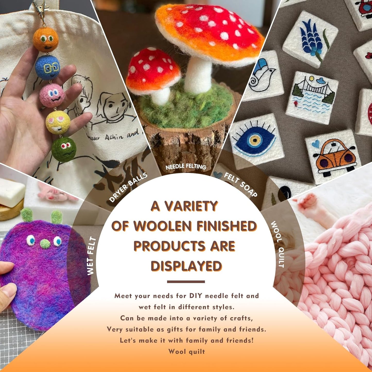 3.53oz Wool Roving Yarn, Fiber Roving Wool Top, Needle Felting Supplies, Pure Wools, Chunky Yarn, Spinning Wools for Needle Felting Wet DIY Hand Spinning (Light Yellow)