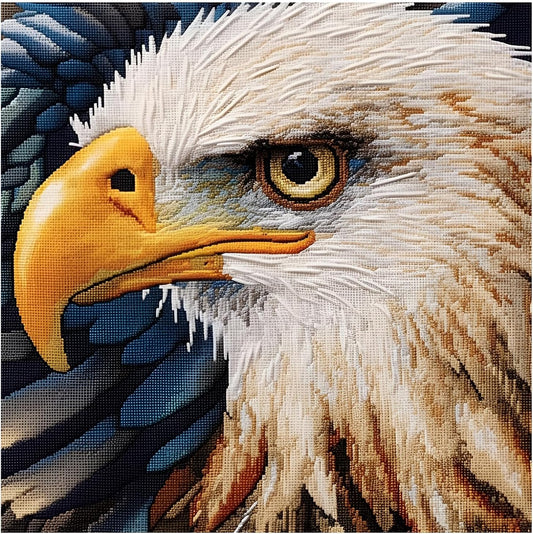 51buyoutgo 11CT Stamped Cross Stitch Kits for Adults - 12x12 in Beginner Embroidery Kit with Funny Easy Washable Animal Eagle Pattern, Pre Printed Fabric for DIY Home Decor, Mom Gifts & Stress Relief