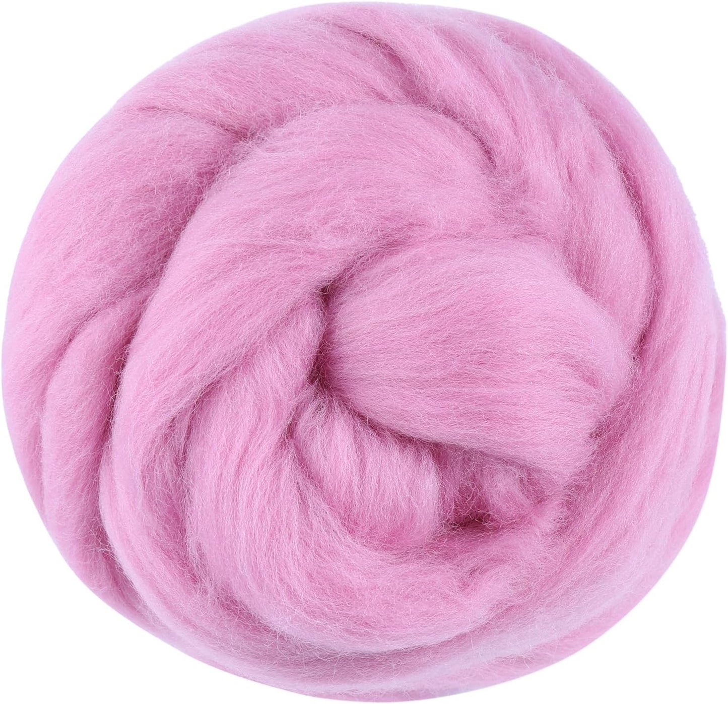3.53oz Wool Roving Yarn, Wool Felting Supplies, Pure Wools, Chunky Yarn, Spinning Wool Roving for Needle Felting Wet Felting DIY Hand Spinning (Dark Pink)