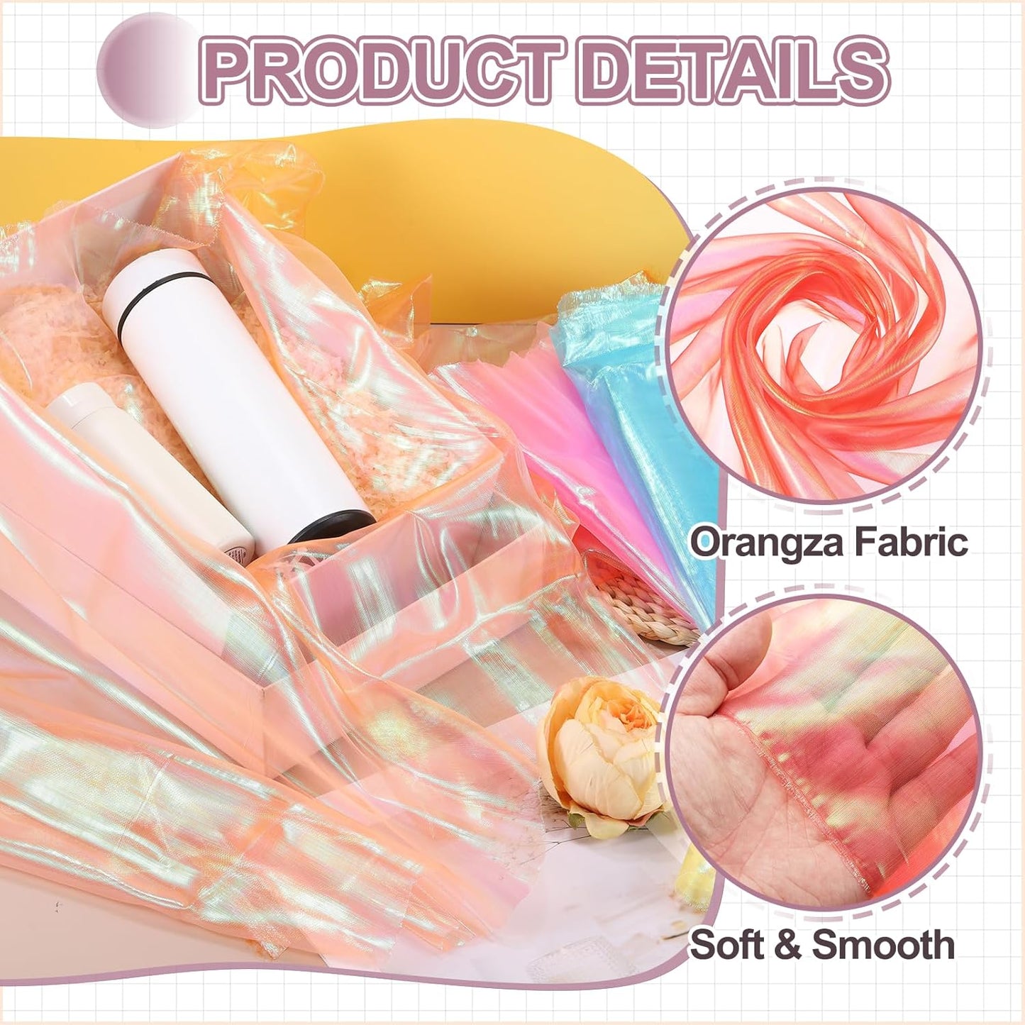 MECCANIXITY Iridescent Sheer Organza Fabric, 2 Yards x 59 Inches Solid Laser Holographic Shiny Fabric Organza Cloth for Wedding, Curtains, Costume, Photo Background, Red