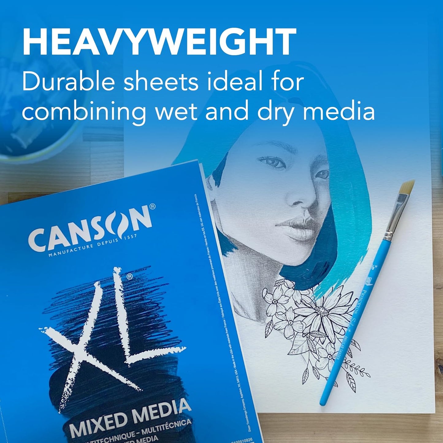 Canson XL Series Mixed Media Pad 60 Sheets with Watercolor Paper Pad 30 Sheets, 7x10 inches