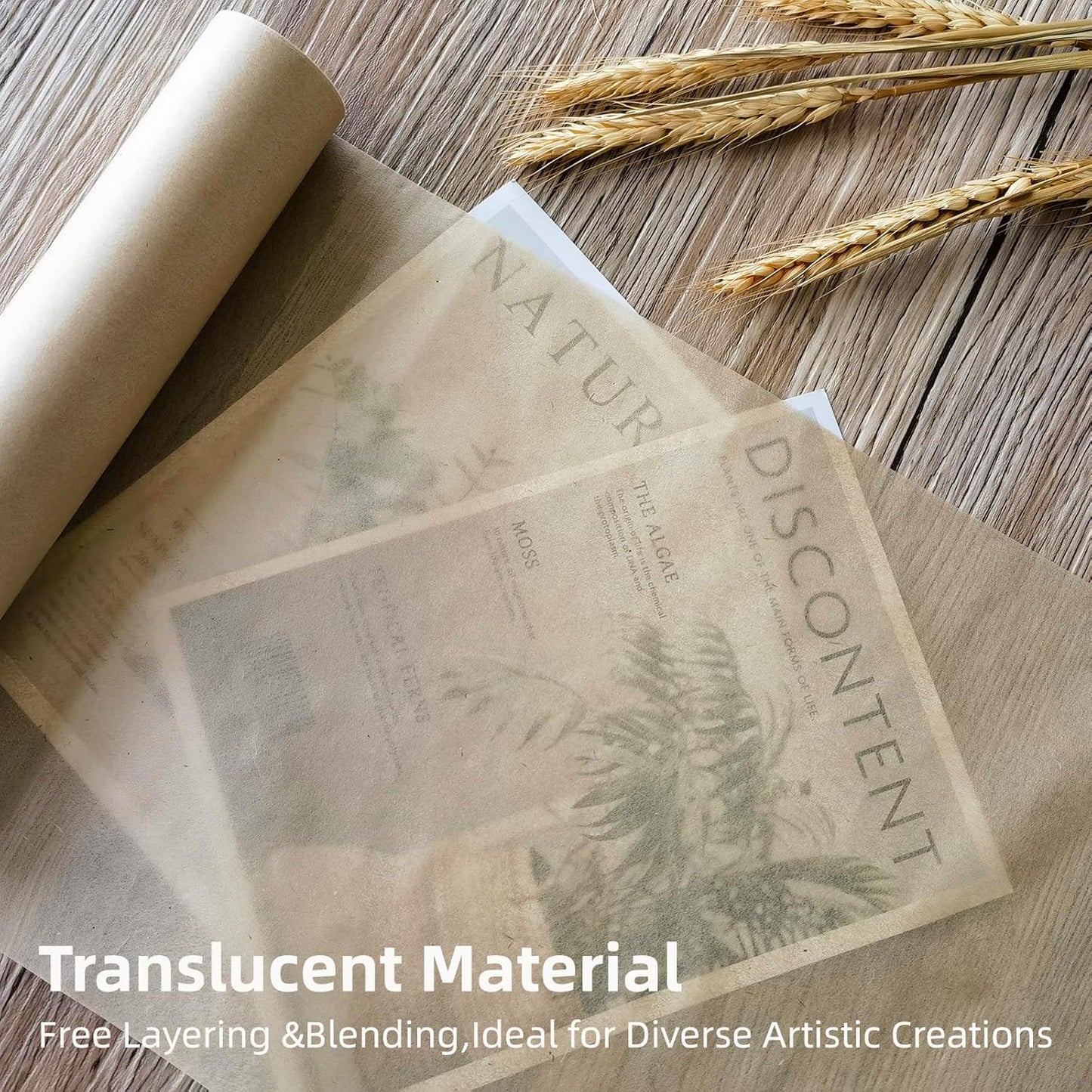 MLNSUNNY 9.4" x 787" Antiqued Tea Bag Paper Roll - Wet Strength Tissue for DIY Art, Tracing, Collage, Book Binding Repair | Handmade Lanterns & Cyanotype | Vintage Craft Decorative Paper