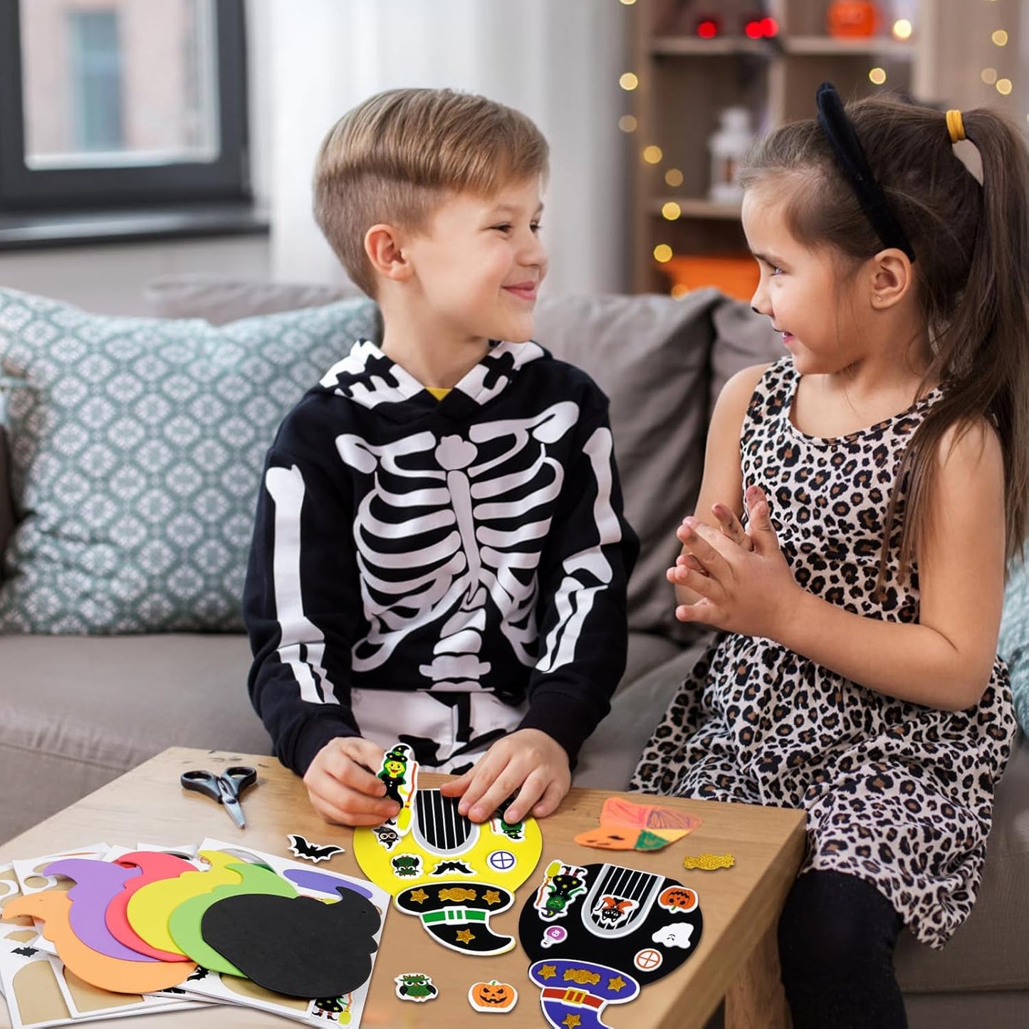 Fennoral 12 Pack Halloween Craft Kit for Kids Make You Own Witch House Foam Stickers Ornament DIY Arts and Crafts for Kids Girls Boys Halloween Party Supplies Halloween Decoration