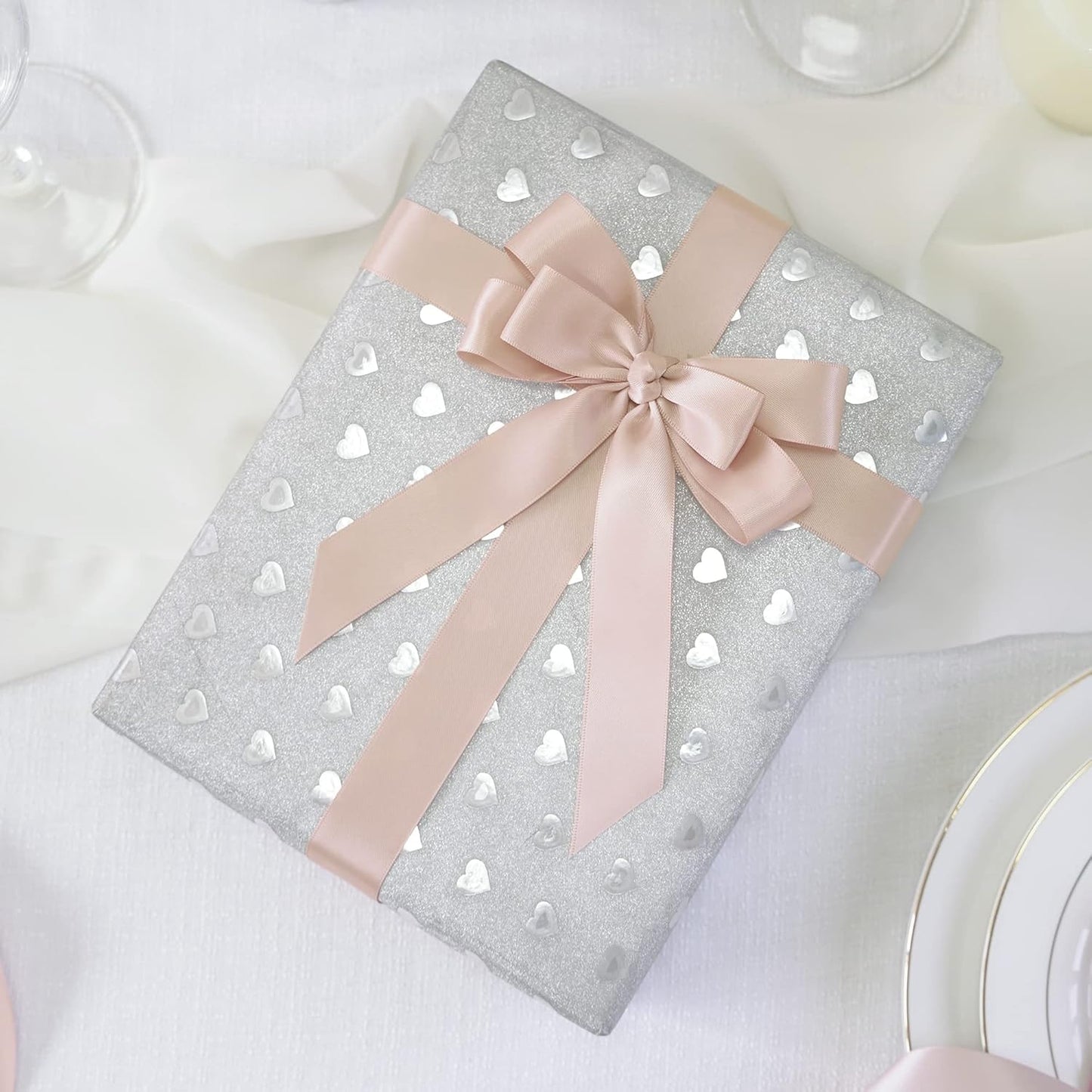 HUIHUANG Satin Ribbon 1 inch Vanilla Silk Satin Ribbon 50 Yards Double Face Satin Ribbons for Crafts Gift Wrapping Bows Floral Bouquet Cake Box Christmas Decor Wedding Invitation Card Party Favor