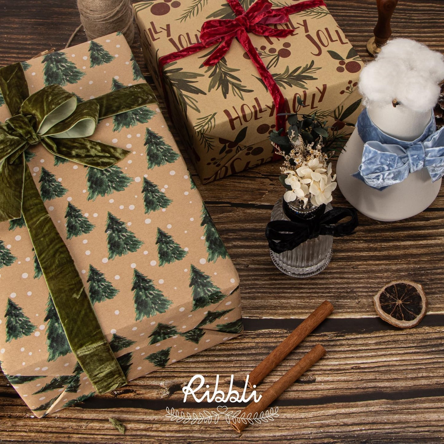 Ribbli Dark Red Velvet Ribbon 3/8 Inches Luxury Crinkled Red Christmas Ribbon for Gift Wrapping Crafts Home Decor-Continuous 10 Yard