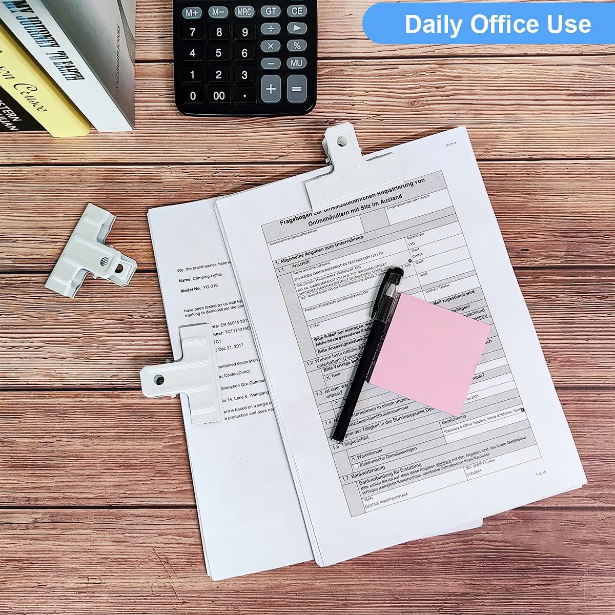 Coideal White Bull Clips Thickened - 10 Pack 3 Inch Long Large Metal Binder Paper Clips Clamps for Food Bags, Office & Home Kitchen (77 mm)