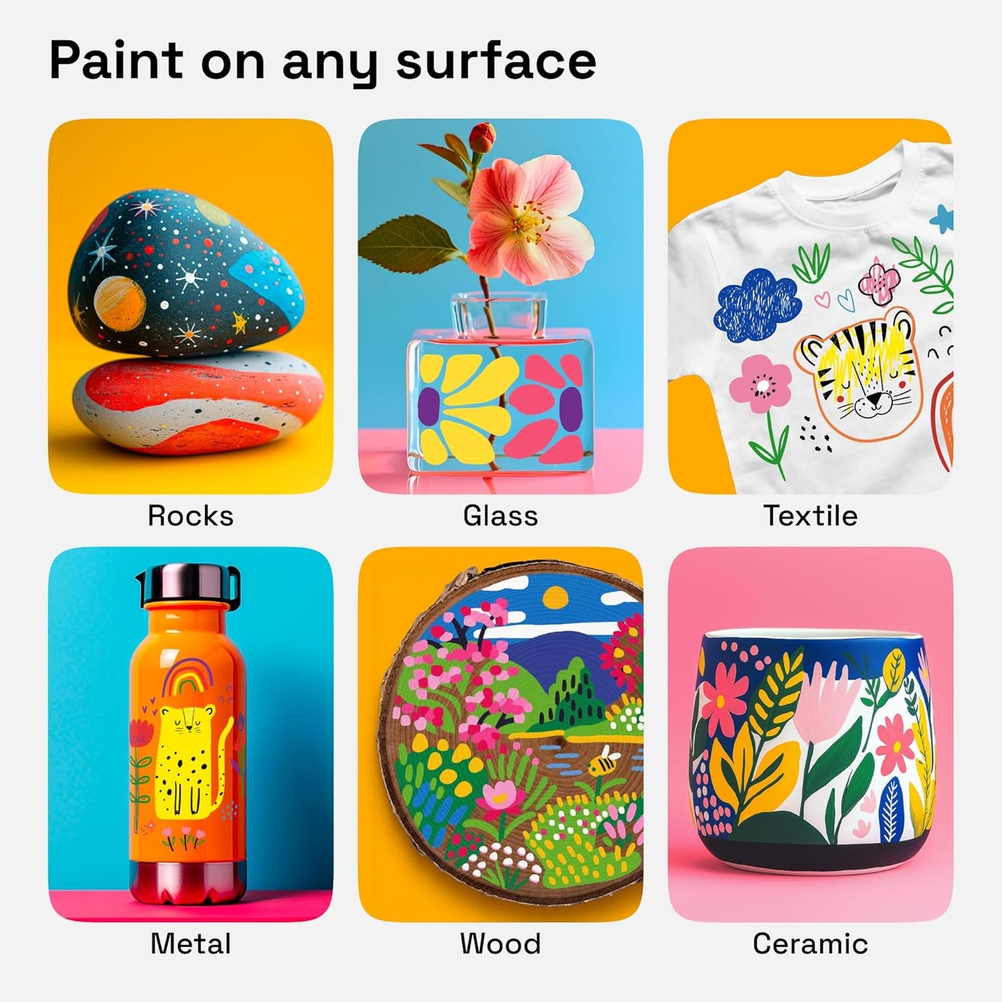 ARTISTRO Vibrant Acrylic Paint Markers for Glass, Rock, Fabric, Wood, Paper, Ceramic, Canvas & More - 12 Dual-Tip Paint Pens (Dot & Fine)