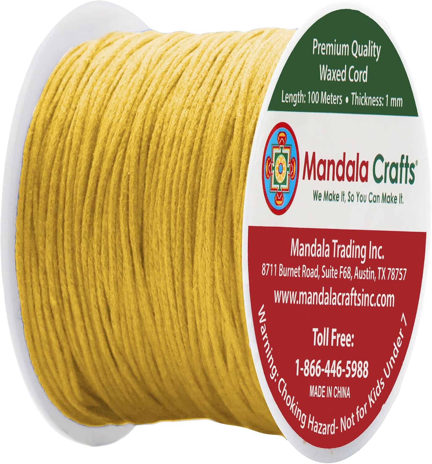 Mandala Crafts 1mm 109 Yards Light Gold Cotton Waxed Cord for Jewelry Making Bracelet Cord Waxed String - Beading String Thread Jewelry Cords for Necklaces String