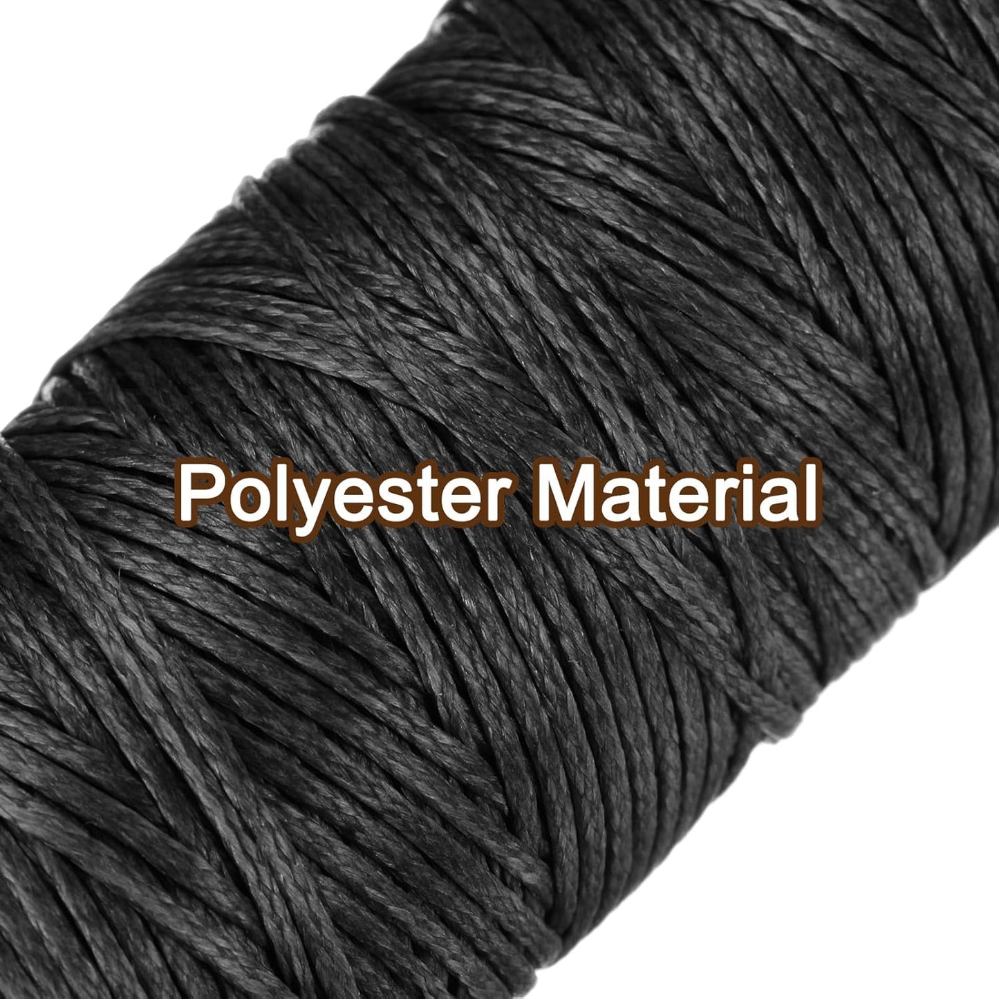 uxcell Leather Sewing Waxed Thread, 55 Yards / 50m 0.8mm 150D Flat Polyester All-Purpose Threads for Leather Crafts, Bookbinding, Black